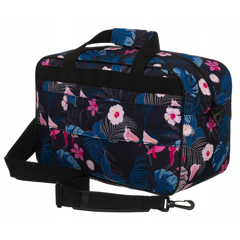 Torba podróżna wyposażona w dopinany pasek i zewnętrzną kieszeń zapinaną suwakiem - Rovicky