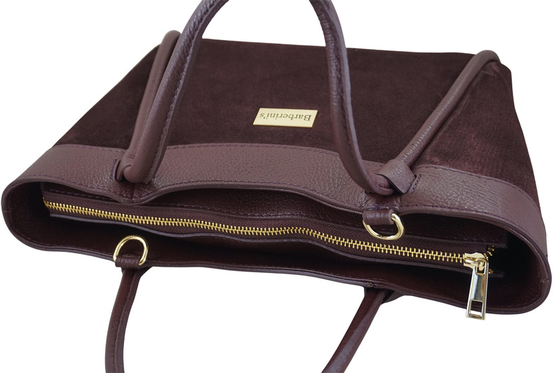 Elegancka torebka ze skóry zamszowej - Bordowa