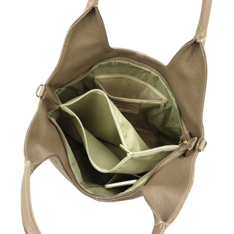 Vera Pelle damska shopperbag na ramię torebka skórzana z organizerem duża