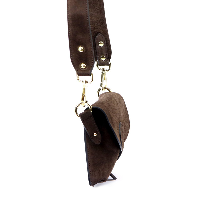 Vera Pelle damska listonoszka na ramię skóra naturalna torebka zamszowa