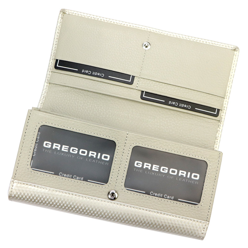 Lakierowany duży Skórzany damski portfel Gregorio