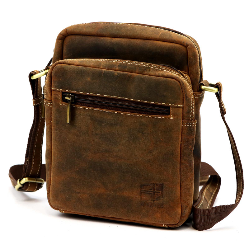 Nordee męska saszetka skóra naturalna torba miejska na ramię z kieszeniami