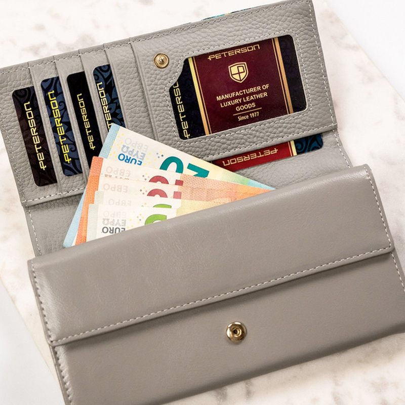 skóra naturalna + Damski portfel ze skóry ekologicznej Peterson PTN PH22-LFL