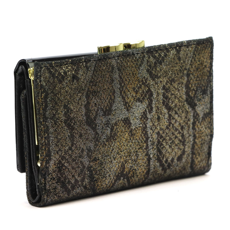 Skórzany damski portfel z elementem skóry węża