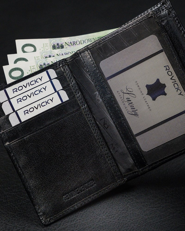 Skórzany męski klasyczny portfel z RFID od Rovicky