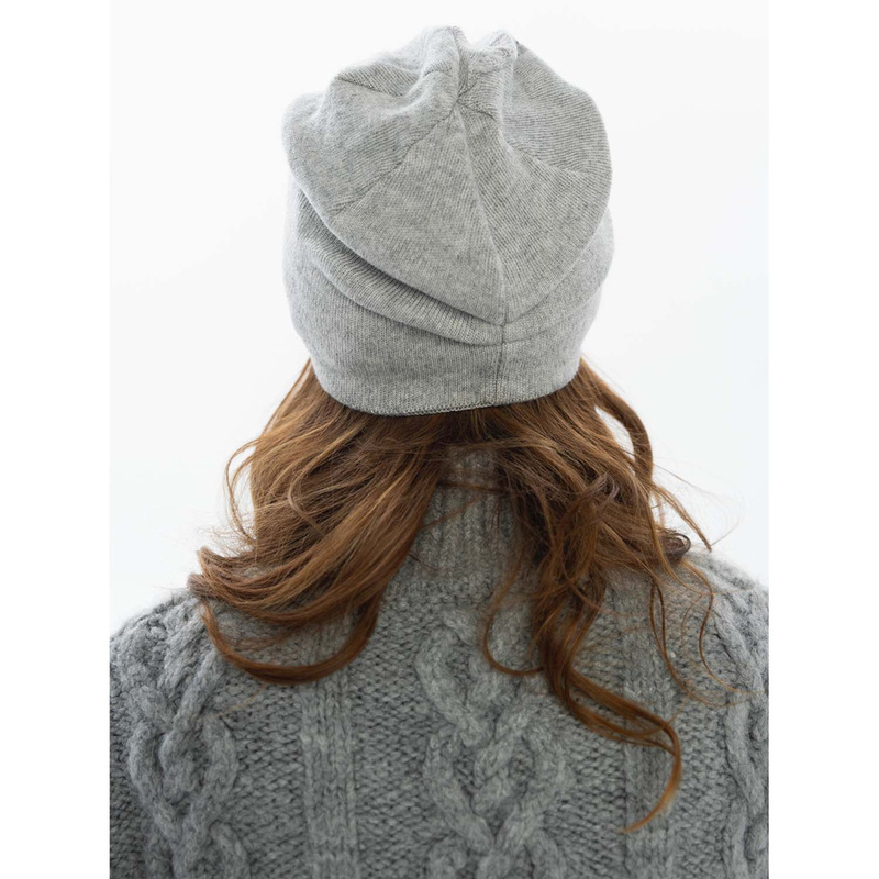 Czapka damska zimowa slouchy z kryształkami szara - Peterson