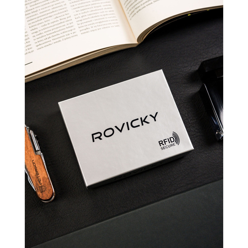 Banknotówka etui na karty skórzane męskie Rovicky
