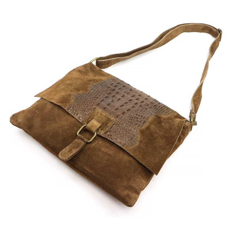 Vera Pelle damska listonoszka skórzana torebka na ramię skóra krokodyla