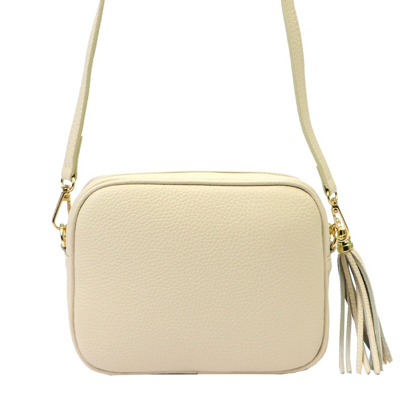 MiaMore Skórzana zgrabna damska listonoszka torebka z brelokiem frędzlem