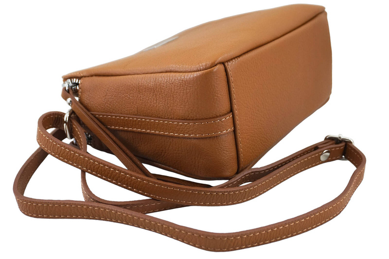 Torebka skórzana damska włoska - Brązowa jasna