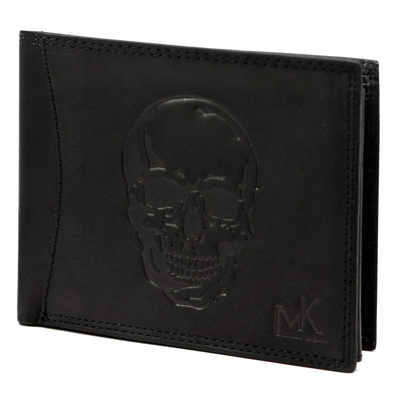 Skórzany męski portfel Money Kepper CDD 5600 SKULL