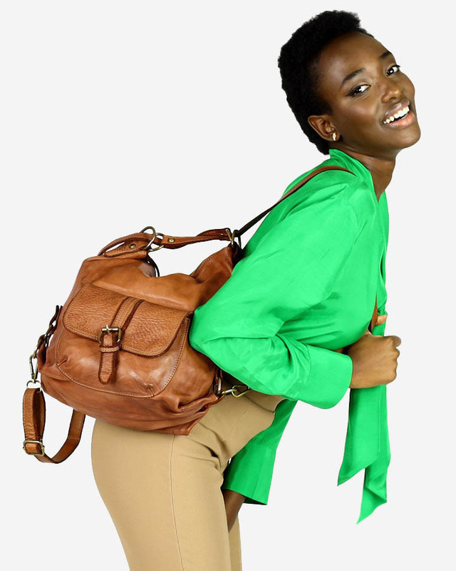 Torba skórzana dla wymagających z opcją plecak old school leather bag - MARCO MAZZINI camel