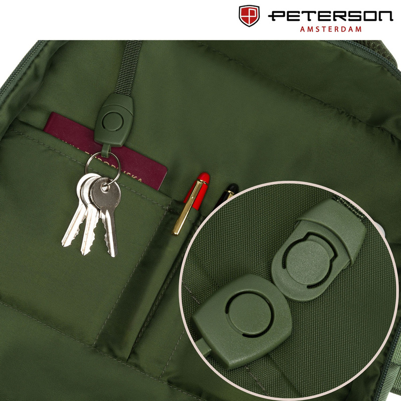 Zielony plecak podróżny z miejscem na laptopa i portem USB - Peterson