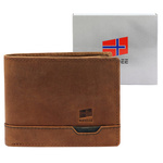 Nordee męski portfel skóra naturalna składany pojemny kompaktowy