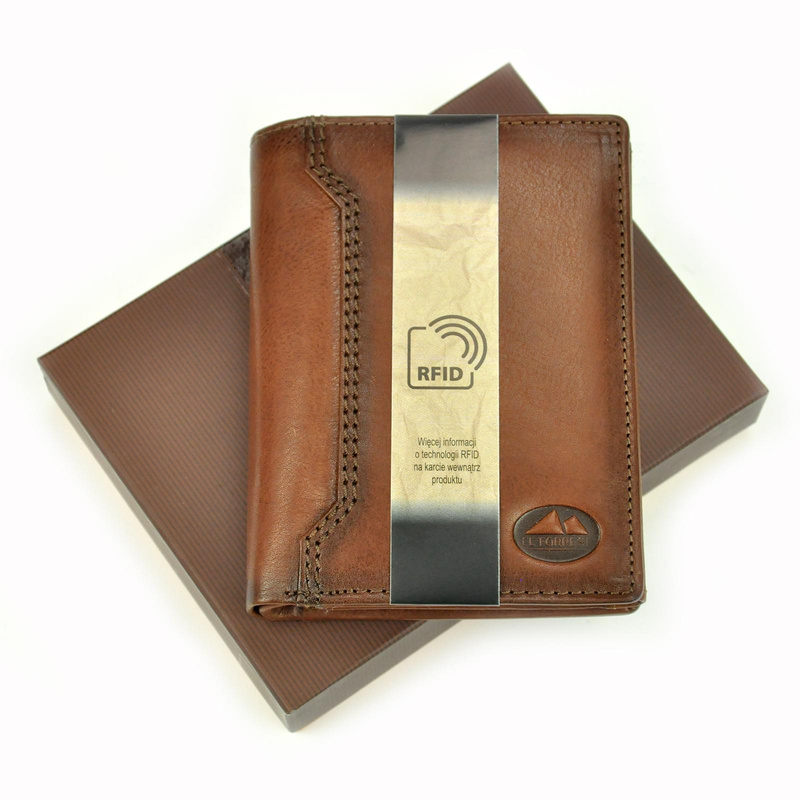 Pionowy składany Skórzany męski portfel przegrody kieszeń EL FORREST RFID