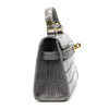 Vera Pelle damski mały kuferek skórzany torebka na ramię skóra krokodyla