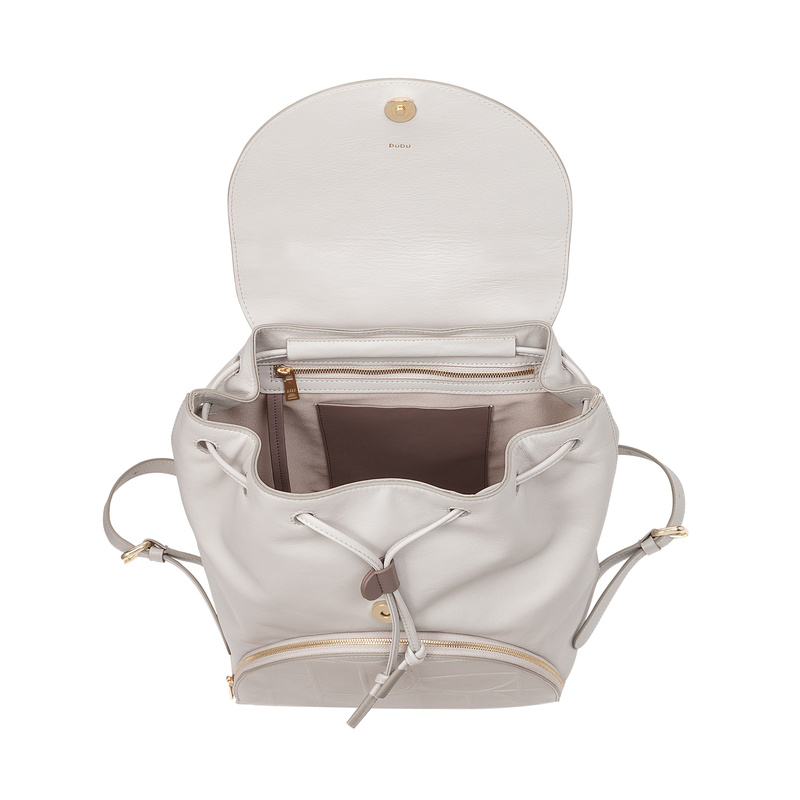 DUDU Duży Damski plecak skóra naturalna miejski z kieszeniami na magnes