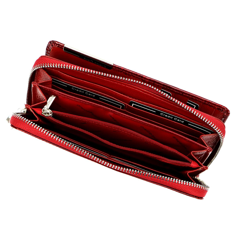 Skórzany duży lakierowany damski portfel Gregorio