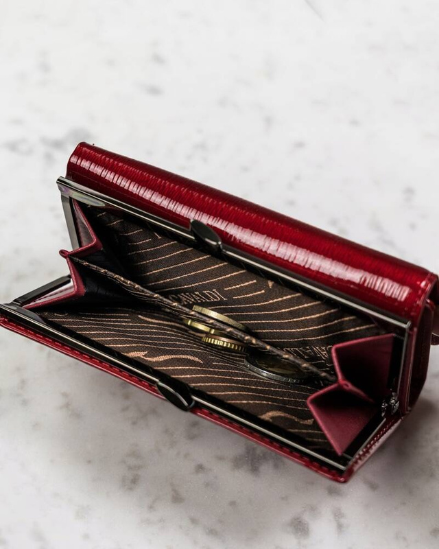 4U Cavaldi Lakierowany Duży portfel damski ze skóry naturalnej portmonetka