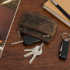 Skórzane etui na klucze dokumenty, pokrowiec kluczówka brązowe vintage P93