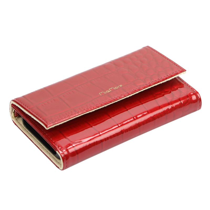 MiaMore etui na telefon z klapką skóra naturalna lakierowana IPHONE 13