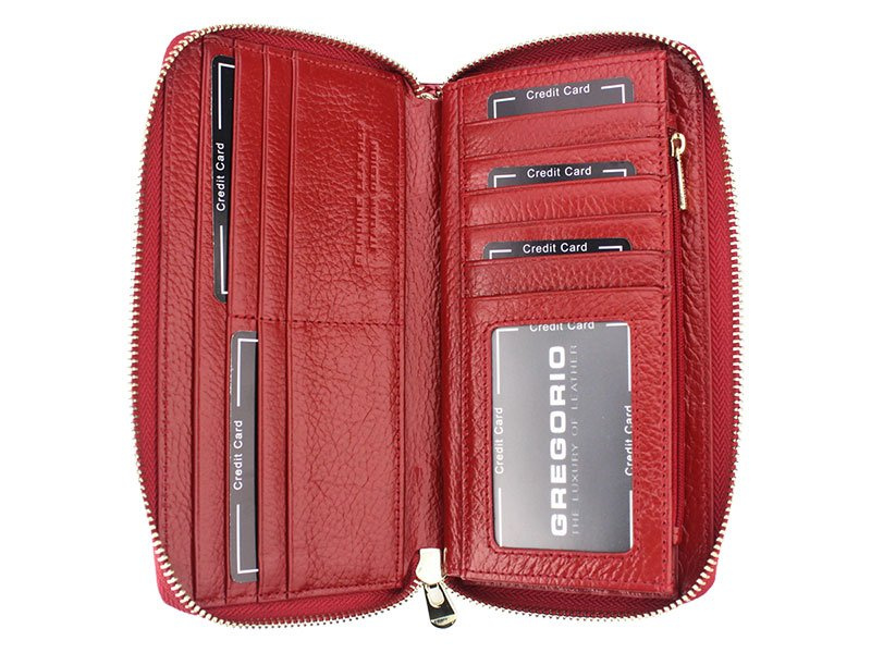 Gregorio duży damski portfel skóra naturalna lakierowana portmonetka