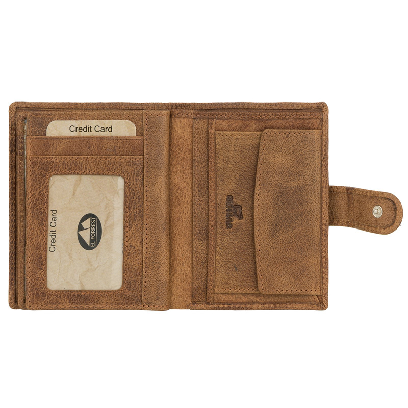 EL FORREST męski portfel pionowy rozbudowany skórzany na zatrzask RFID