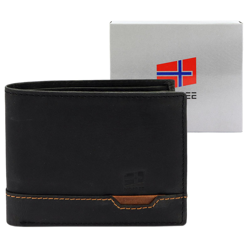 Nordee męski portfel skóra naturalna składany pojemny kompaktowy