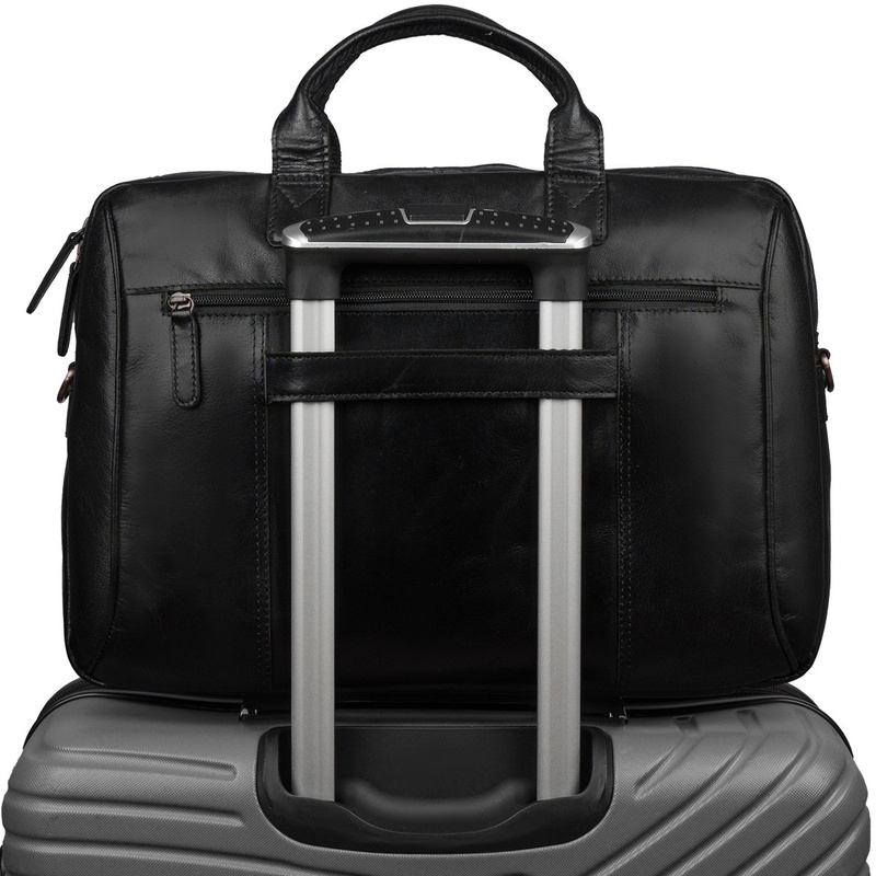 Torba męska skórzana na ramię laptopa duża czarna biznesowa Beltimore N01