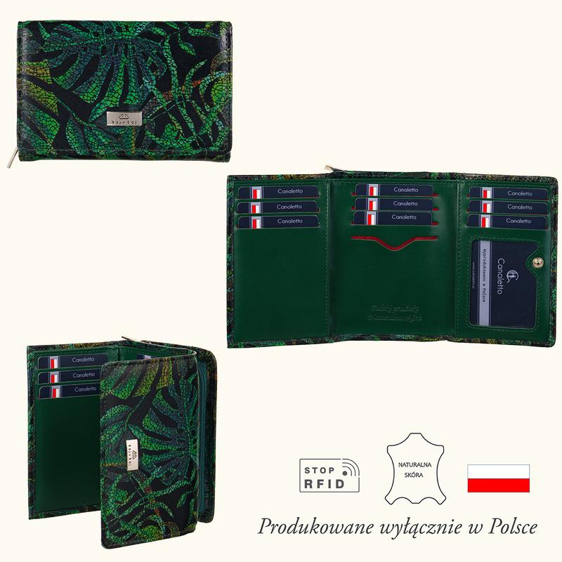 Portfel damski z suwakiem BajuBaj ze skóry naturalnej – styl i funkcjonalność PD1225cs161 RFID