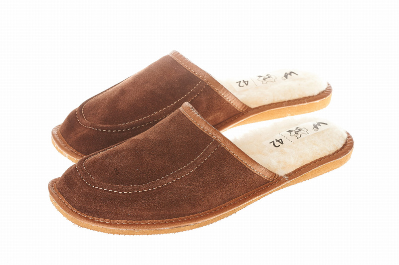 Wójciak Podhale ocieplane męskie domowe kapcie skóra naturalna zabudowane