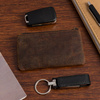 Skórzane etui na klucze dokumenty, pokrowiec kluczówka brązowe vintage E48
