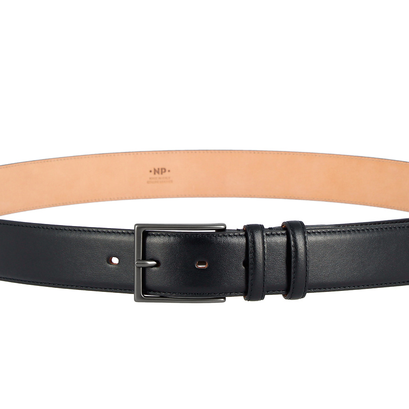 Nuvola Pelle Męski Pasek Skórzany Pełnoziarnisty Made in Italy Miękka Skóra Cielęca Elegancki Pasek H 34mm z Metalową Klamrą