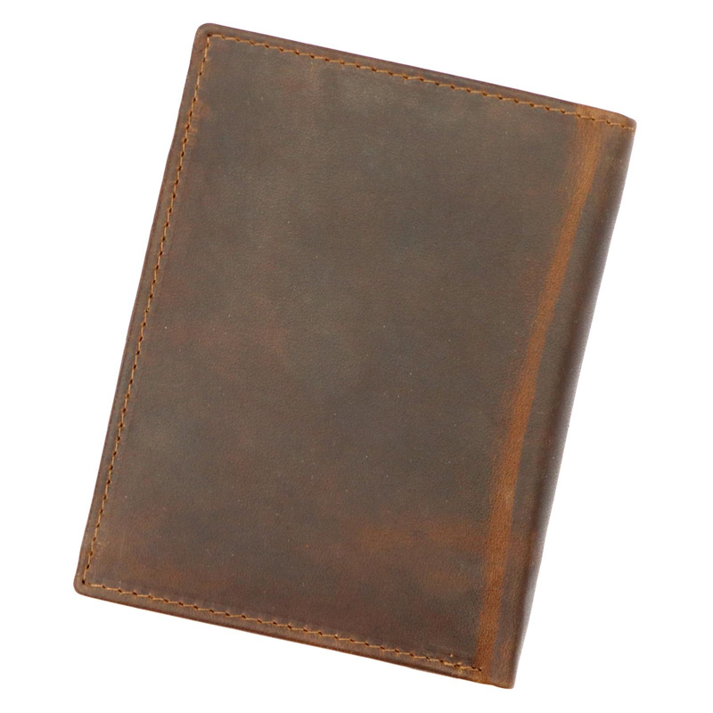 Rozbudowany pojemny pionowy składany skórzany męski portfel marki Nordee