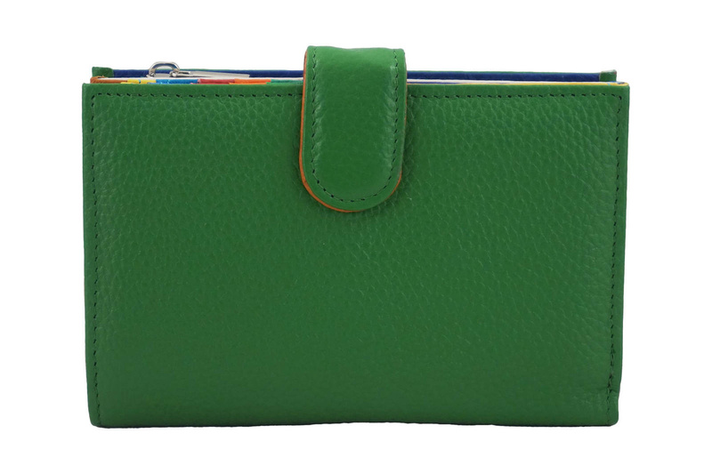 Skórzany portfel damski z ochroną RFID - Zielony