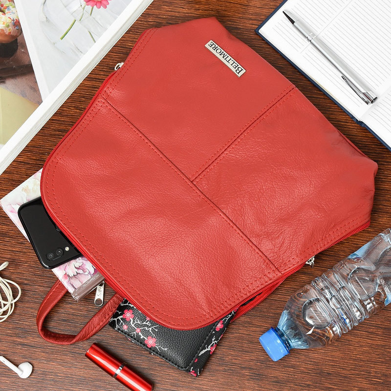 Plecak skórzany czerwona torebka elegancka poręczna Beltimore 021