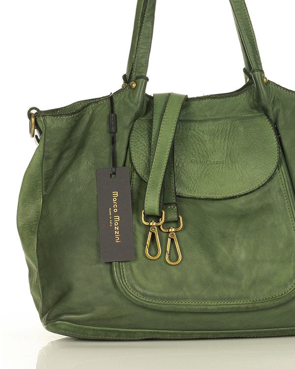 MARCO MAZZINI Torebka skórzana shopper bag ispirato dalla natura brąz