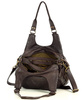 Włoska torebka skórzana z kieszenią z przodu retro bag handmade - MARCO MAZZINI ciemny brąz caffe