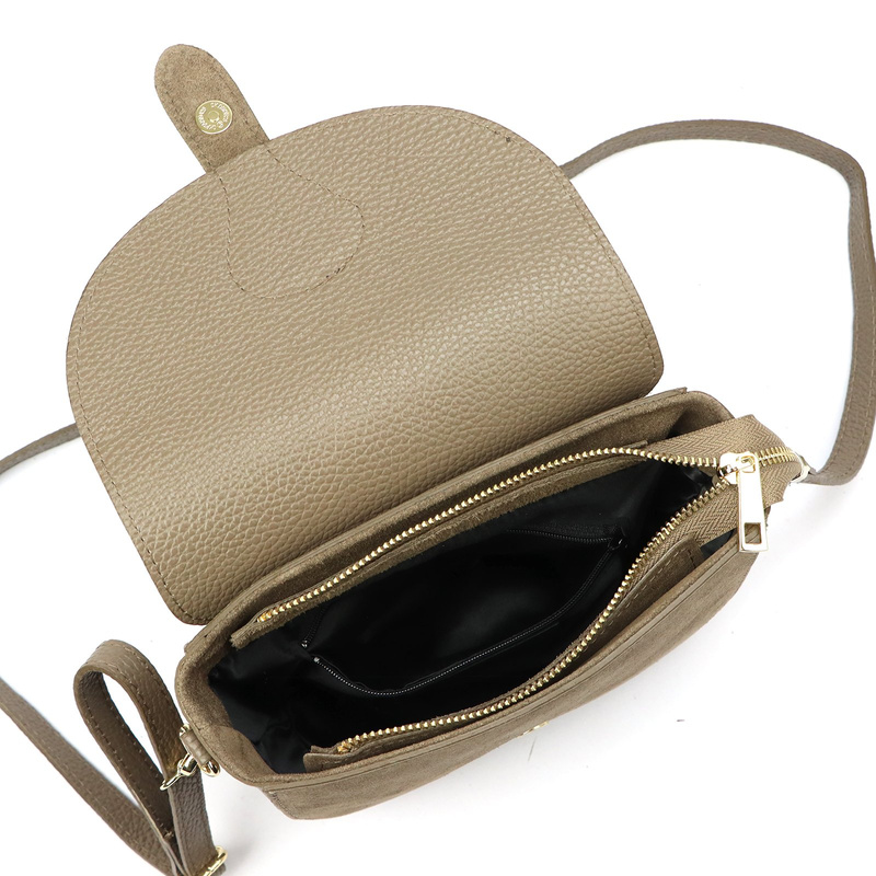 Vera Pelle damska listonoszka skóra zamszowa torebka na ramię z kieszenią