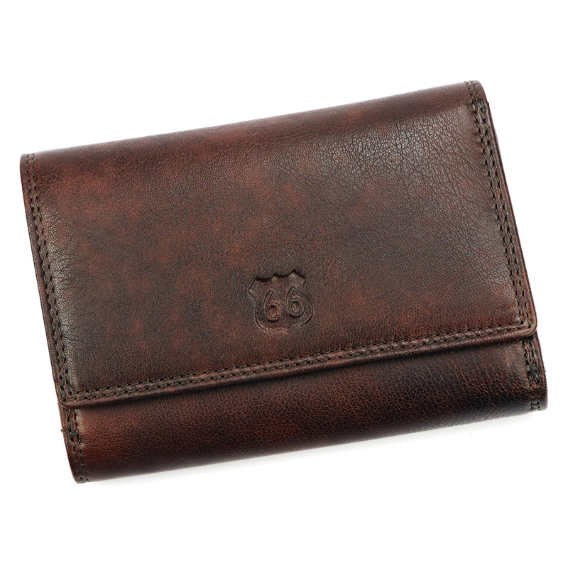 Route 66 damski portfel podłużny skóra naturalna pojemna portmonetka