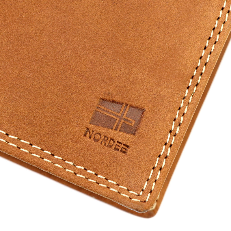 Nordee męski poziomy portfel skóra naturalna kompaktowy i pojemny