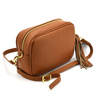 Camel mała damska listonoszka z frędzlem przewieszka z włoskiej naturalnej skóry licowej P14