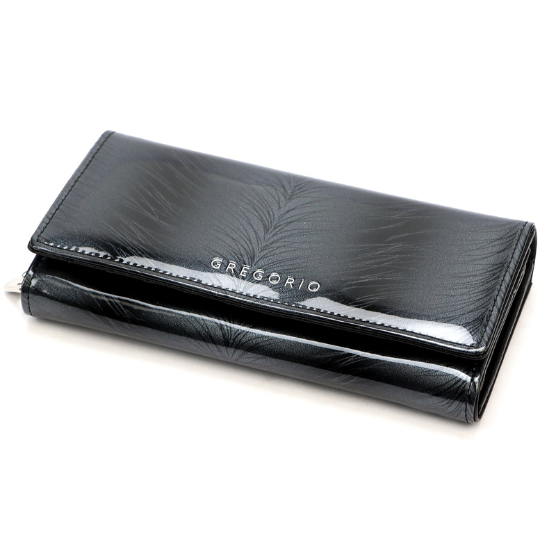 Gregorio damski portfel skóra naturalna podłużna klasyczna portmonetka