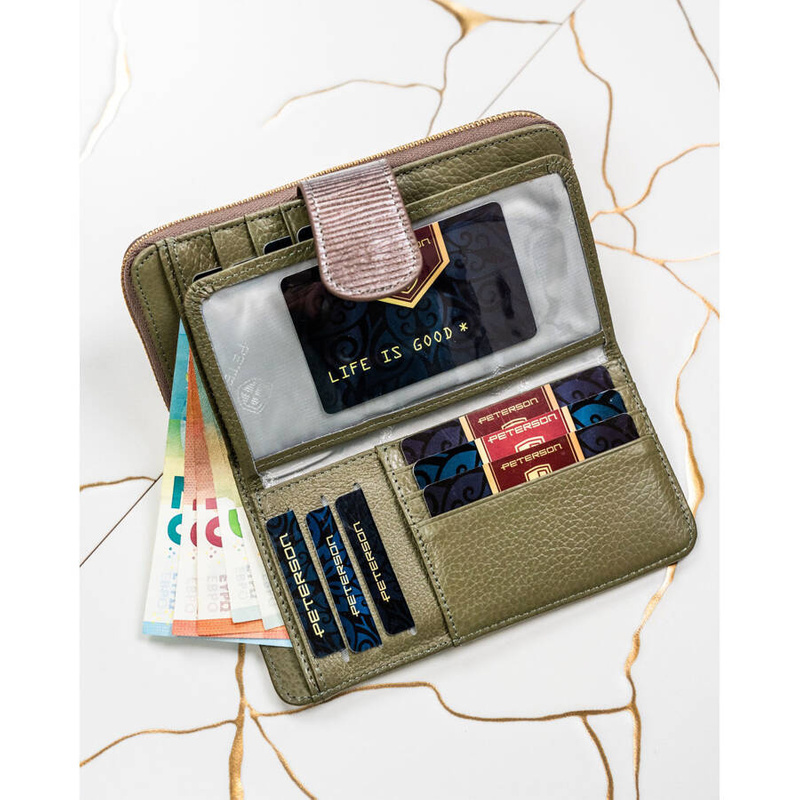 Elegancka damska portmonetka pionowa Peterson RFID