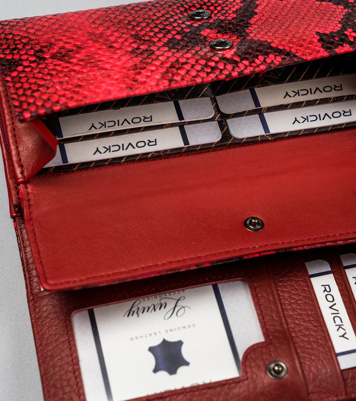 Podłużna portmonetka Stylowy damski portfel ze wzorem skóry węża Cavaldi