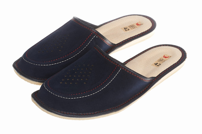 Wójciak Podhale męski zabudowane domowe kapcie skóra naturalna klin 1,5 cm