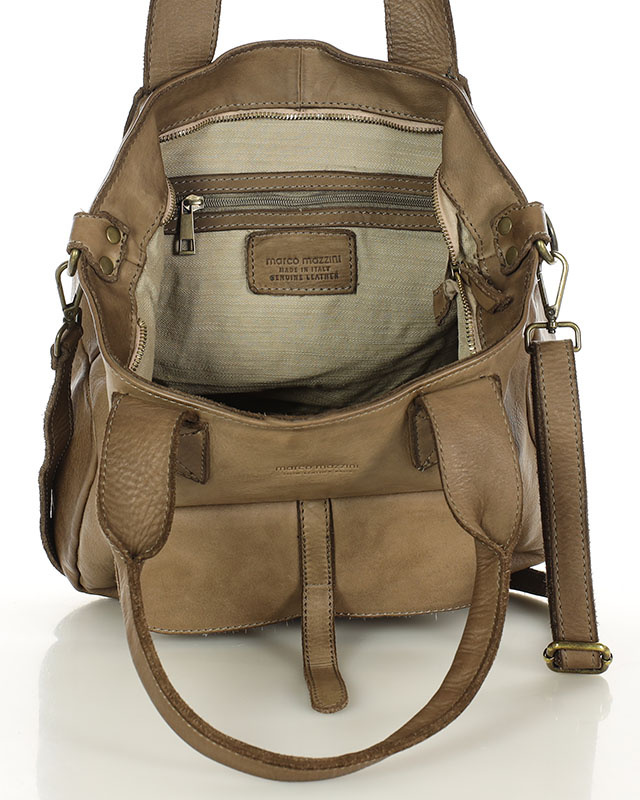 Torebka miejska skórzana w harmonii z naturą - MARCO MAZZINI beżowa