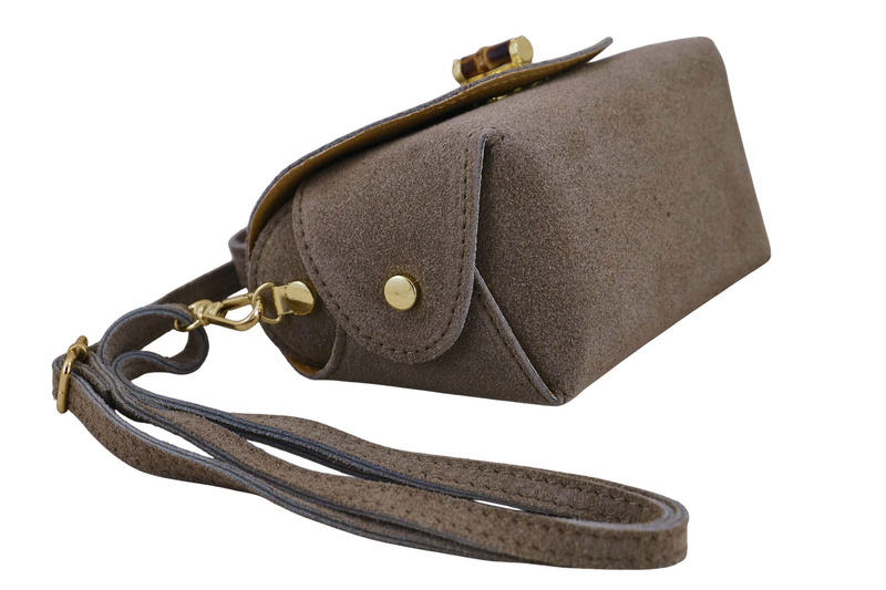 Mała torebka zamszowa wizytowa - Beżowa ciemna