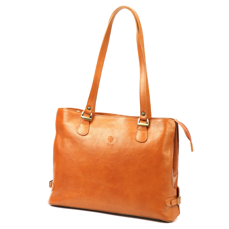 Skórzana elegancka shopperbag pojemna na ramię z kieszeniami Florence