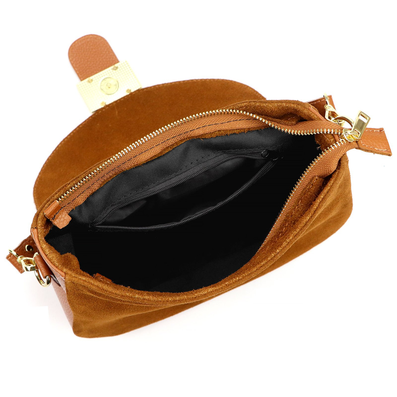 Vera Pelle Damska skórzana listonoszka torebka przez ramię z kieszenią